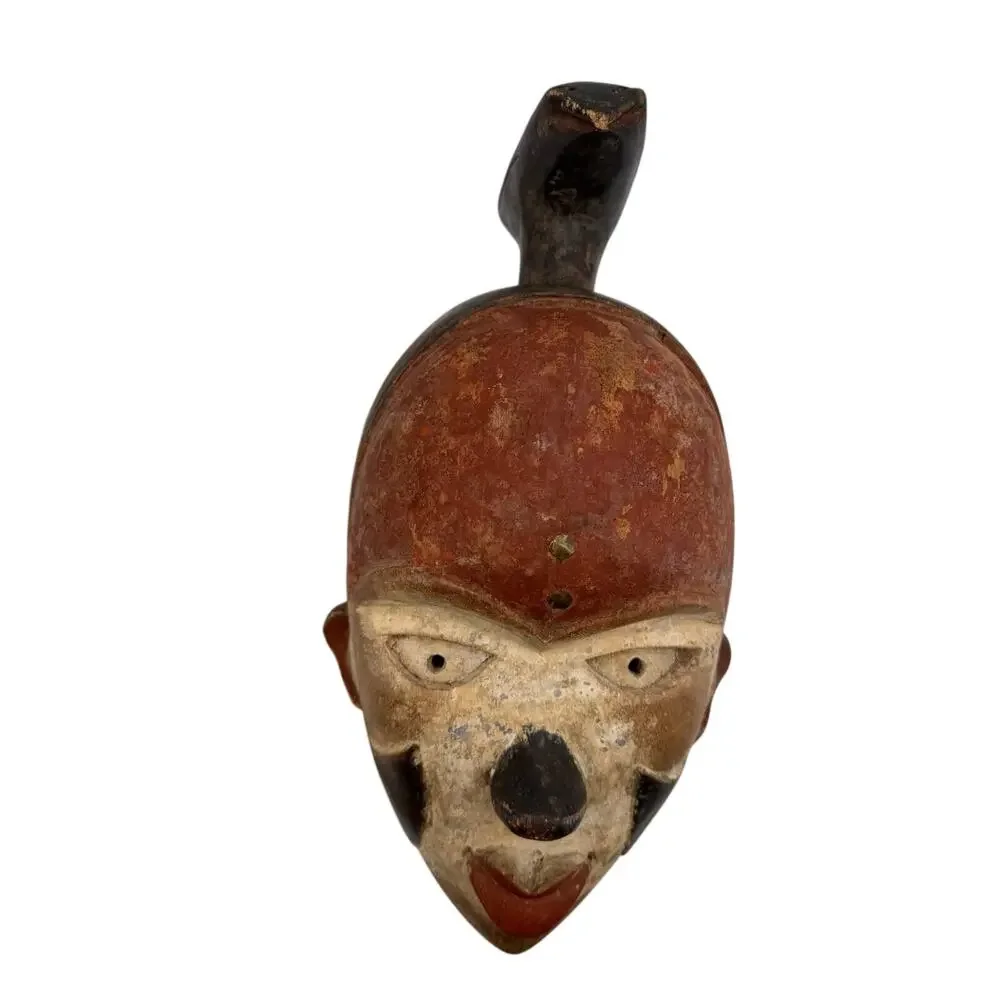 African Ashanti Tribal Wood Mask Hand Carved Wall Decor 2.06 lb Vintage